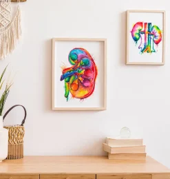 Anatomie der linken Niere - Aquarell | Codex Anatomicus Clearance