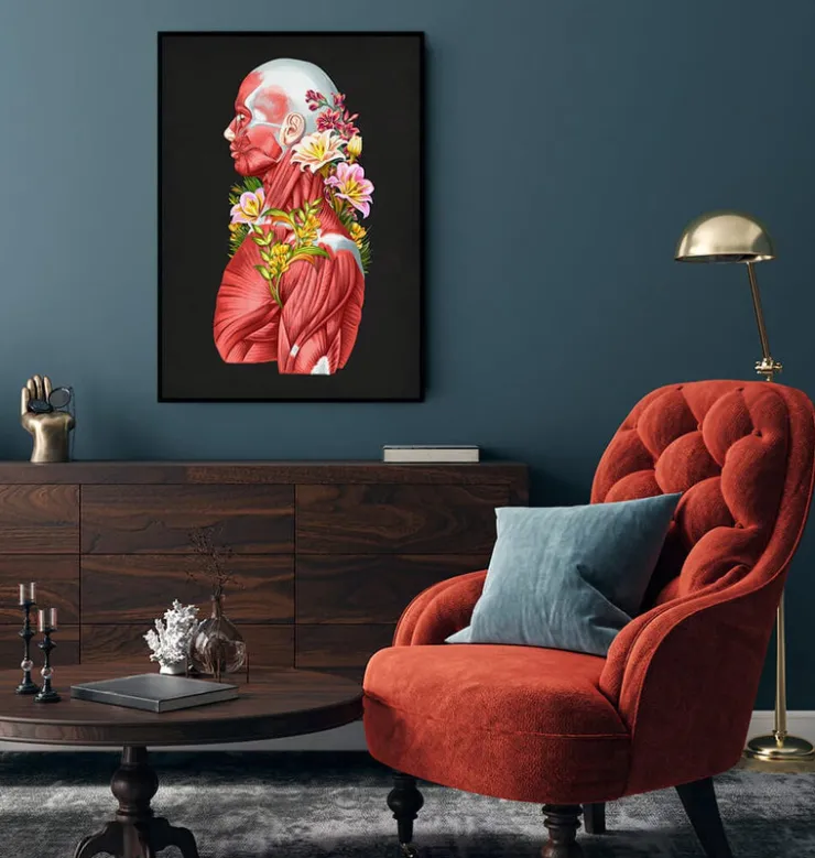 Anatomie der Muskeln - Floral- Schwarz | Codex Anatomicus Hot