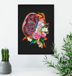 Anatomie der Plazenta - Floral - Schwarz | Codex Anatomicus Hot