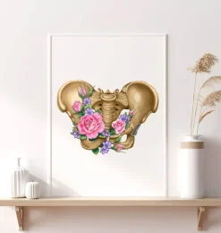 Anatomie des weiblichen Beckens - Floral - Weiß | Codex Anatomicus Outlet