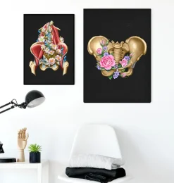 Anatomie des weiblichen Beckens - Floral - Schwarz | Codex Anatomicus Best