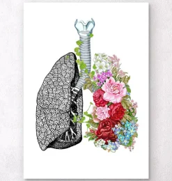 Anatomische Lunge mit Blumen - Weiß | Codex Anatomicus Outlet