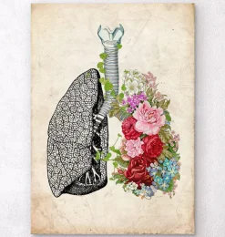 Anatomische Lunge mit Blumen - Altes Papier | Codex Anatomicus Fashion