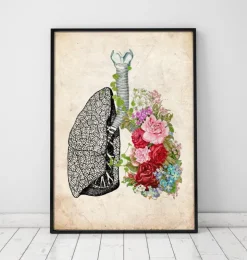 Anatomische Lunge mit Blumen - Altes Papier | Codex Anatomicus Fashion