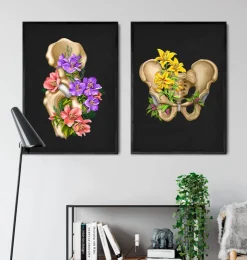 Becken Anatomie - Floral - Schwarz | Codex Anatomicus Online