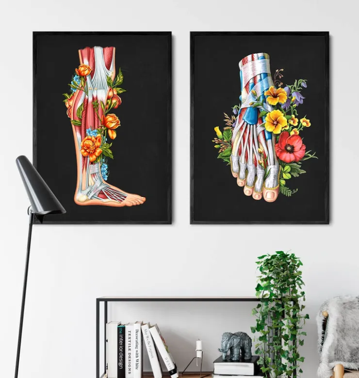 Bein Anatomie - Floral - Schwarz | Codex Anatomicus Hot