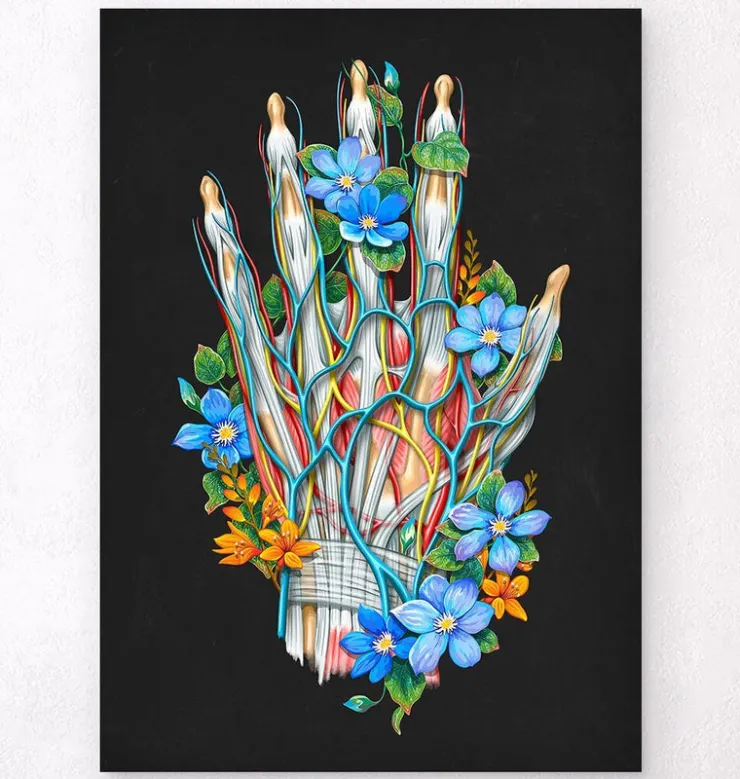 Blutgefäße der Hand - Floral - Schwarz | Codex Anatomicus New