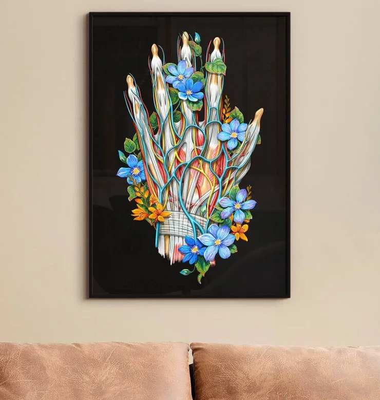 Blutgefäße der Hand - Floral - Schwarz | Codex Anatomicus New