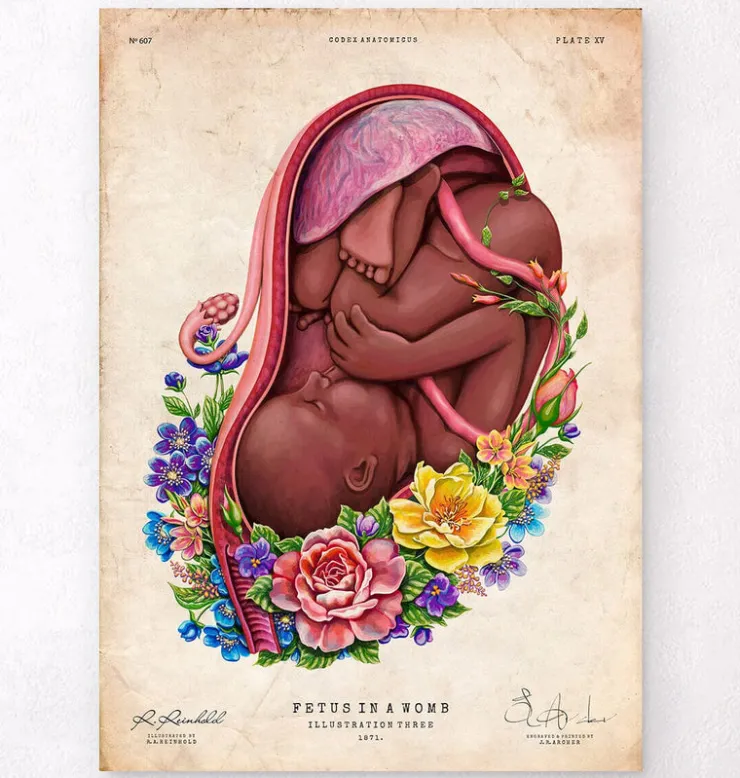 Fötus im Mutterleib - Floral - Weiß | Codex Anatomicus Outlet