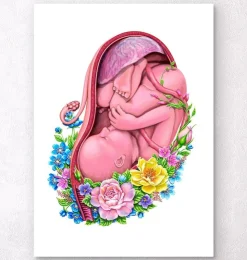 Fötus im Mutterleib - Floral - Weiß | Codex Anatomicus Online