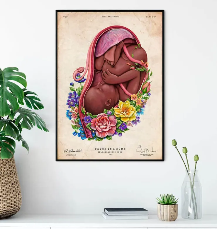 Fötus im Mutterleib - Floral - Weiß | Codex Anatomicus Outlet