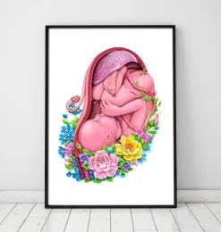 Fötus im Mutterleib - Floral - Weiß | Codex Anatomicus Online