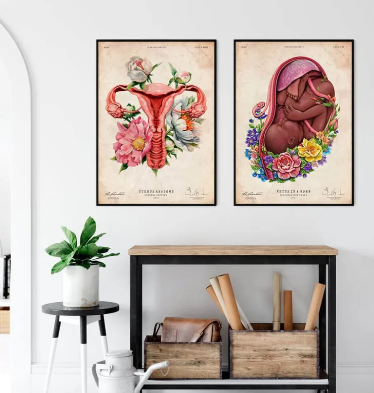 Fötus im Mutterleib - Floral - Weiß | Codex Anatomicus Outlet
