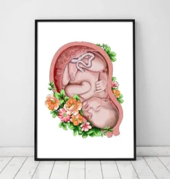 Fötus im Mutterleib II - Floral - Weiß | Codex Anatomicus Clearance