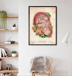 Fötus im Mutterleib II - Floral - Altes Papier | Codex Anatomicus Fashion