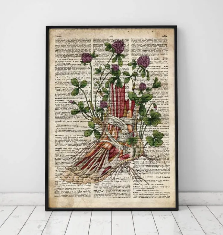 Fuß Anatomie mit Blumen - Altes Wörterbuch | Codex Anatomicus Hot