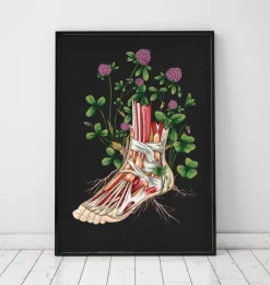 Fuß Anatomie with Flowers - Schwarz | Codex Anatomicus Best