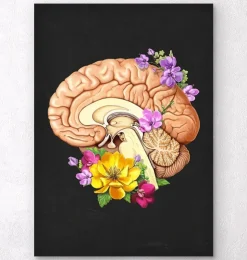 Gehirn Anatomie II - Floral - Schwarz | Codex Anatomicus New