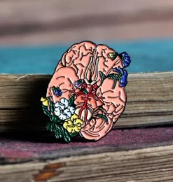 Gehirn mit Blumen - Emaille Pin | Codex Anatomicus Fashion