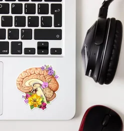 Gehirn Seite Anatomie Aufkleber - Floral | Codex Anatomicus Online