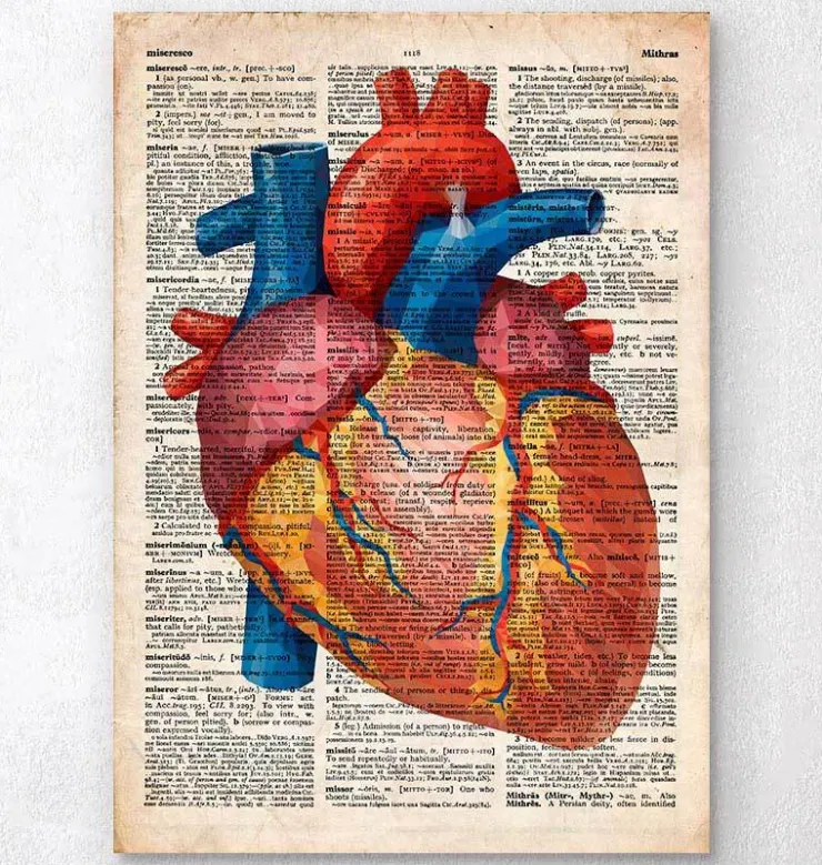 Geometrisches Herz III - Altes Wörterbuch | Codex Anatomicus Sale