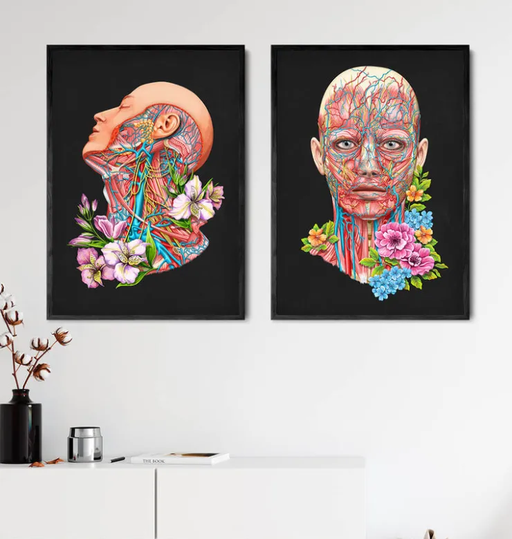 Gesichts Anatomie - Floral - Schwarz | Codex Anatomicus New