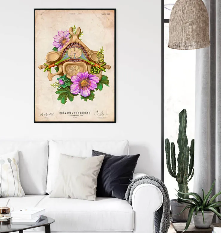Halswirbel Anatomie - Floral - Vintage | Codex Anatomicus Hot