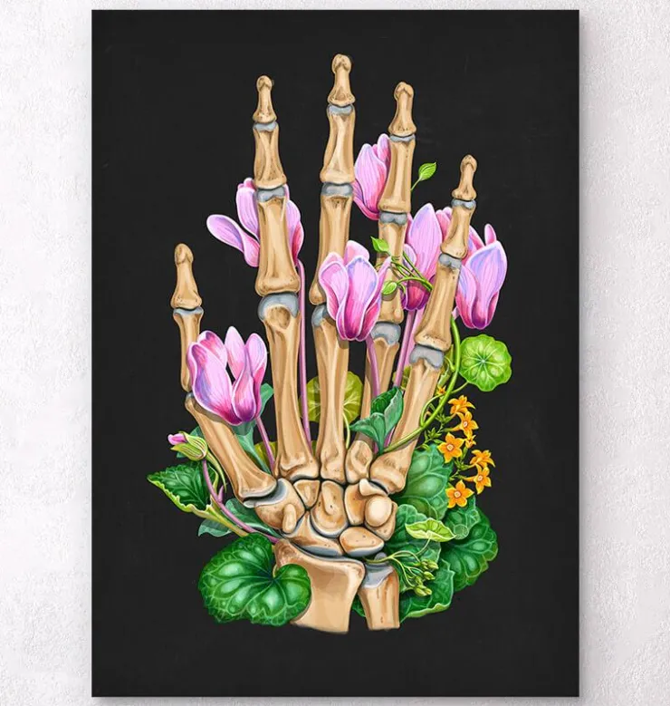 Handknochen - Floral - Schwarz | Codex Anatomicus Sale
