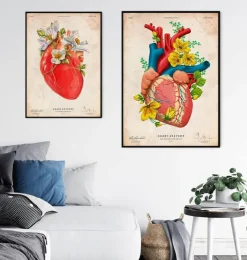 Herz Anatomie II - Floral - Altes Papier | Codex Anatomicus Hot