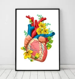Herz Anatomie III- Floral - Weiß | Codex Anatomicus Clearance