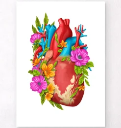 Herz Anatomie IV- Floral - Weiß | Codex Anatomicus Best