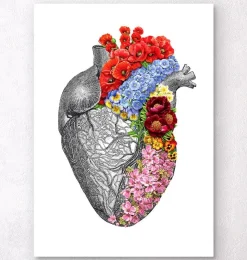 Herz Anatomie mit Blumen - Weiß | Codex Anatomicus New