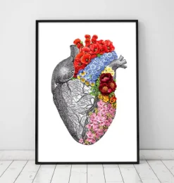 Herz Anatomie mit Blumen - Weiß | Codex Anatomicus New