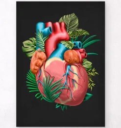 Herz Anatomie V - Floral - Schwarz | Codex Anatomicus Fashion