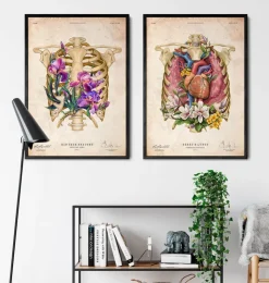 Herz, Lunge und Brustkorb - Floral - Altes Papier | Codex Anatomicus Fashion