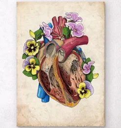 Herz mit Blumen II - Altes Papier | Codex Anatomicus Clearance