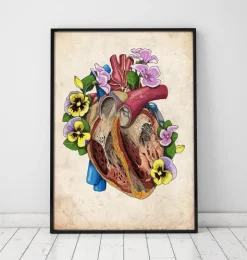 Herz mit Blumen II - Altes Papier | Codex Anatomicus Clearance