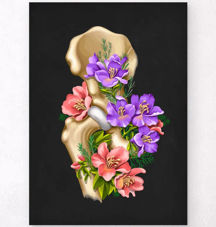 Hüfte Anatomie - Floral - Schwarz | Codex Anatomicus New