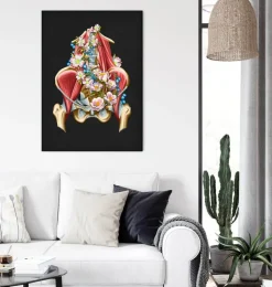 Iliacus- und Psoas-Muskeln - Floral - Schwarz | Codex Anatomicus Clearance