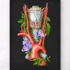 Kehlkopf, Schilddrüse und Aorta - Aquarell - Schwarz | Codex Anatomicus Sale