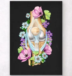 Knie Anatomie - Floral - Schwarz | Codex Anatomicus New