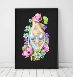 Knie Anatomie - Floral - Schwarz | Codex Anatomicus New