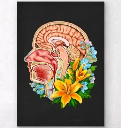 Kopfteil Anatomie - Floral - Schwarz | Codex Anatomicus Hot