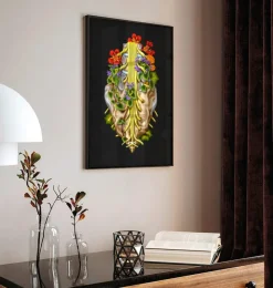 Lenden-Kreuz-Geflecht - Floral - Schwarz | Codex Anatomicus Outlet