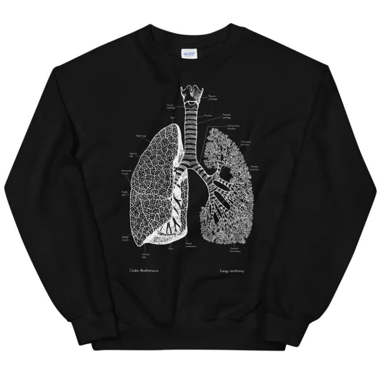 Lungen Unisex Sweatshirt - Chalkboard | Codex Anatomicus Fashion