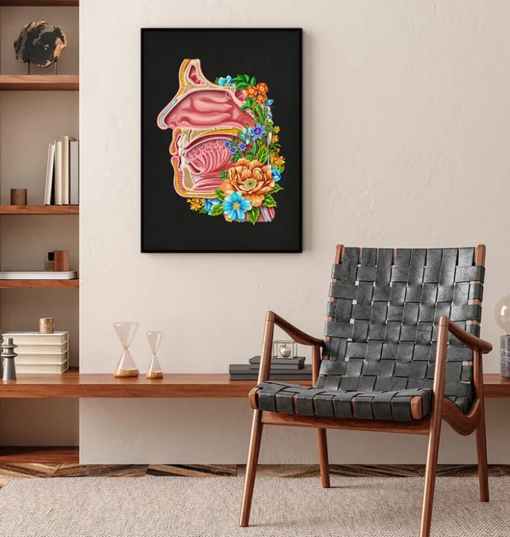 Nasenhöhle Anatomie - Floral - Schwarz | Codex Anatomicus Discount