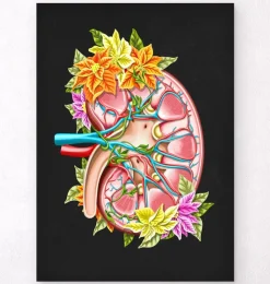 Niere Anatomie II - Floral - Schwarz | Codex Anatomicus Hot