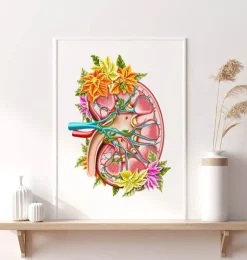 Niere Anatomie II - Floral - Weiß | Codex Anatomicus Discount