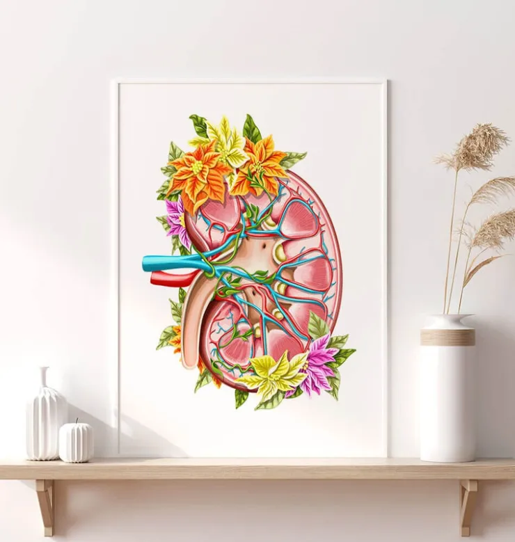 Niere Anatomie II - Floral - Weiß | Codex Anatomicus Discount