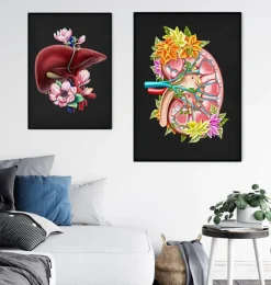 Niere Anatomie II - Floral - Schwarz | Codex Anatomicus Hot